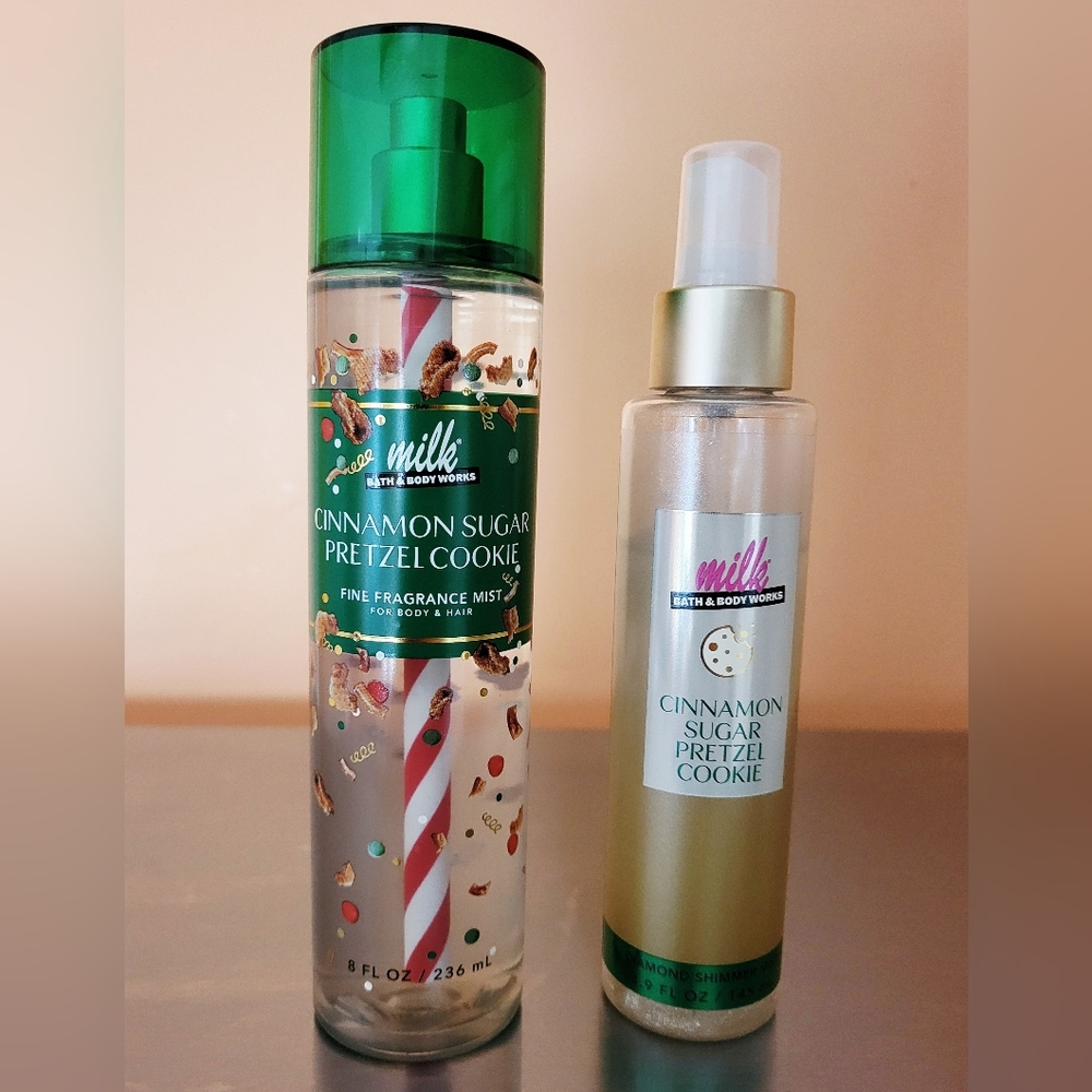 Bath & Body Works Cinnamon Sugar Pretzel Cookie Fragrance Mist & Diamond Shimmer